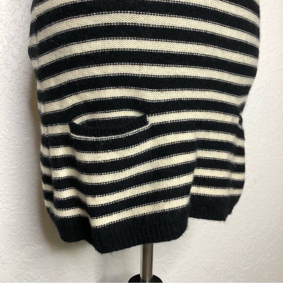 KnitWit black and cream striped sleeveless cashmere sweater tunic size Small - Picture 3 of 16